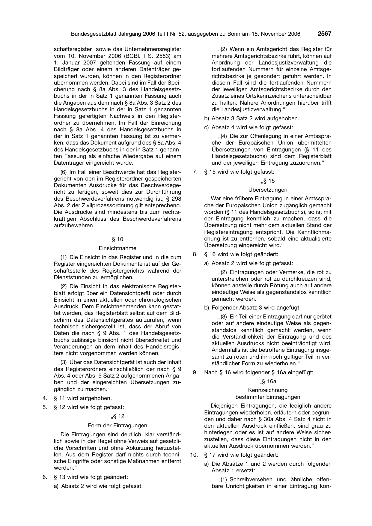 BGBl. 2006, Seite 2567 — Originalseite als Abbildung