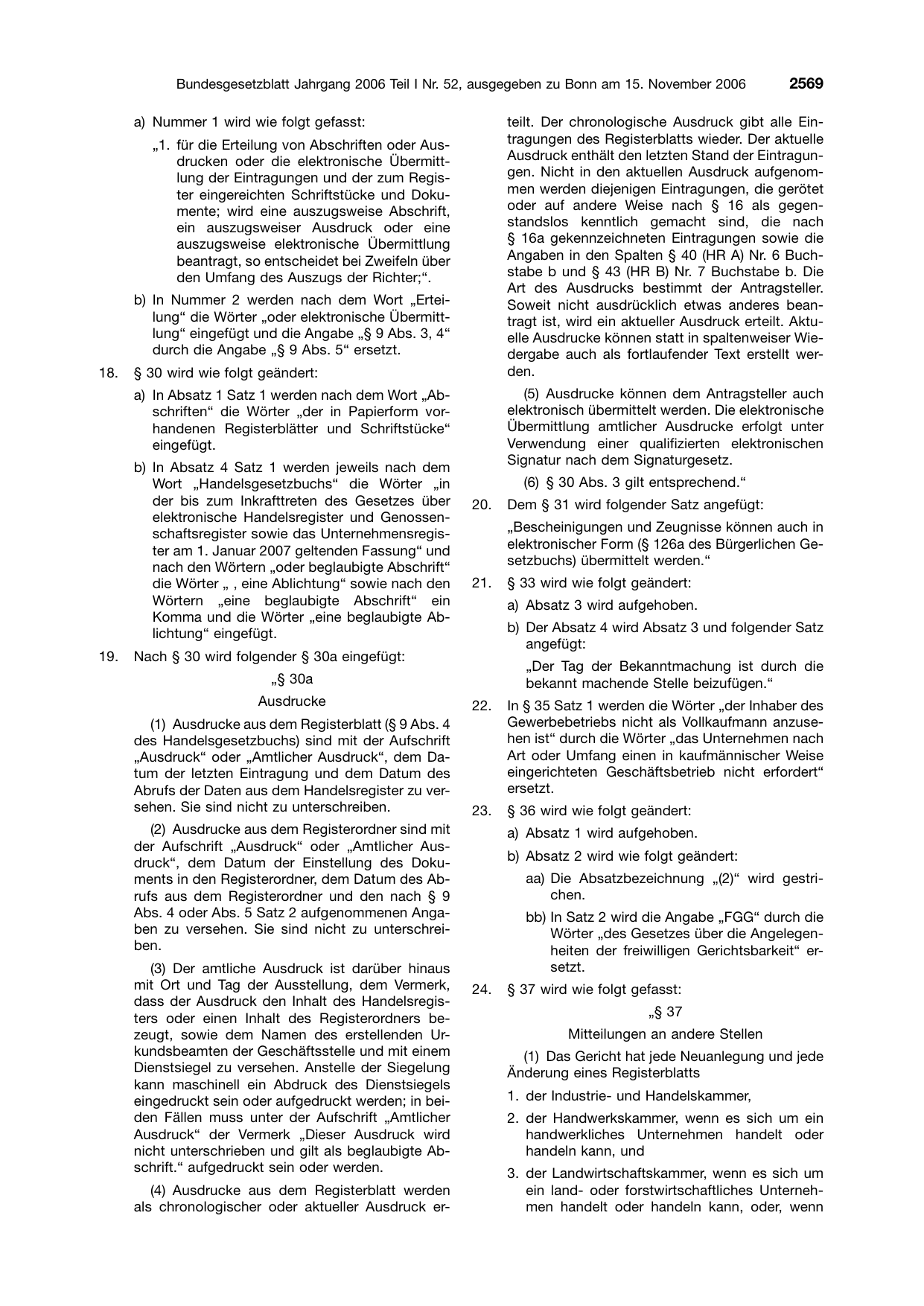 BGBl. 2006, Seite 2569 — Originalseite als Abbildung