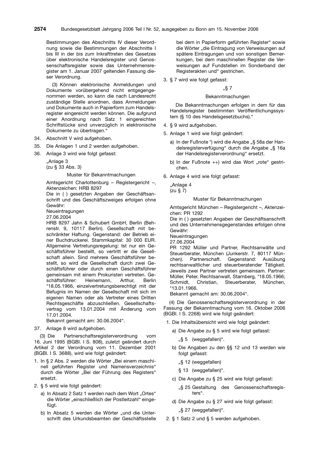 BGBl. 2006, Seite 2574 — Originalseite als Abbildung
