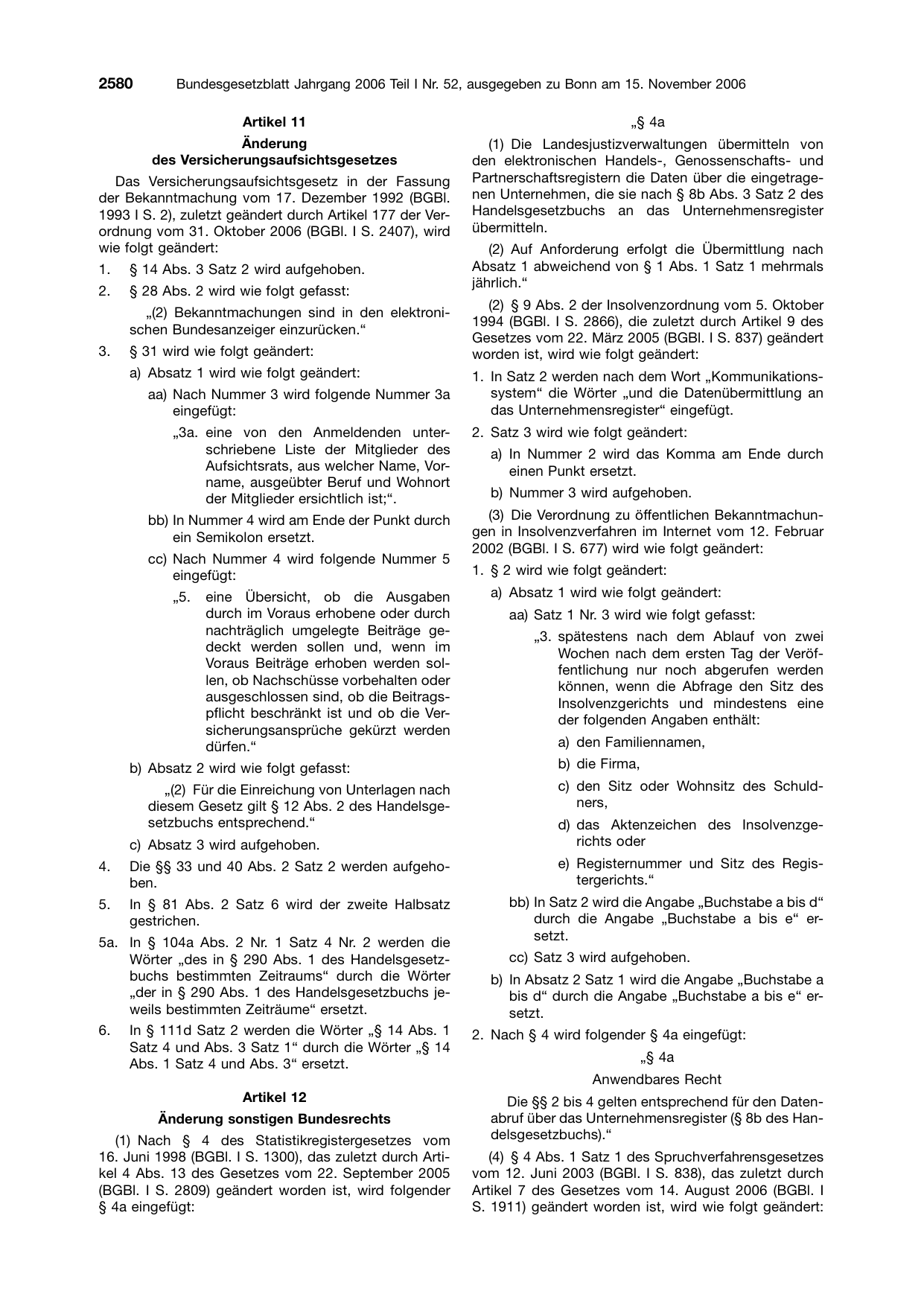 BGBl. 2006, Seite 2580 — Originalseite als Abbildung