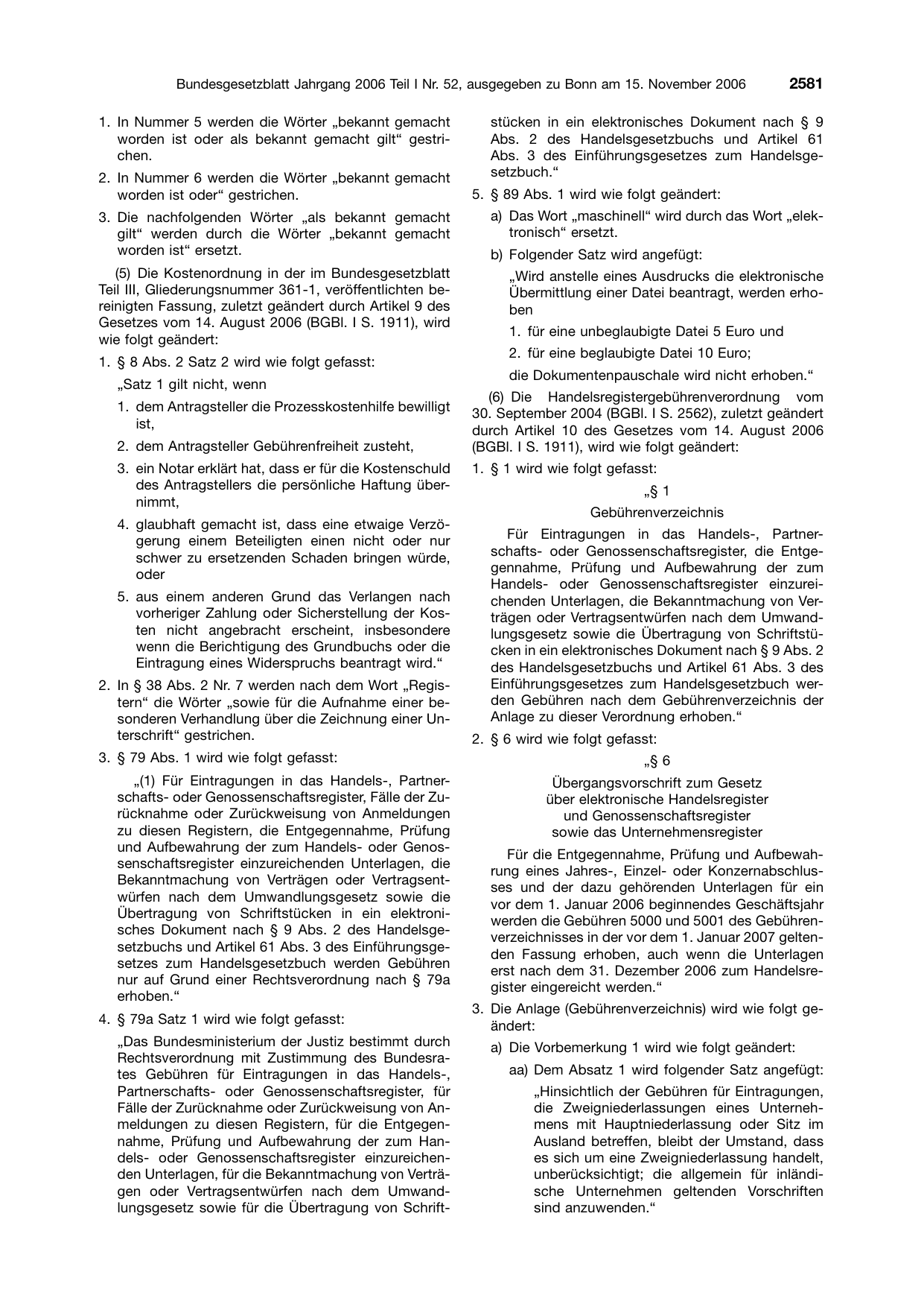 BGBl. 2006, Seite 2581 — Originalseite als Abbildung