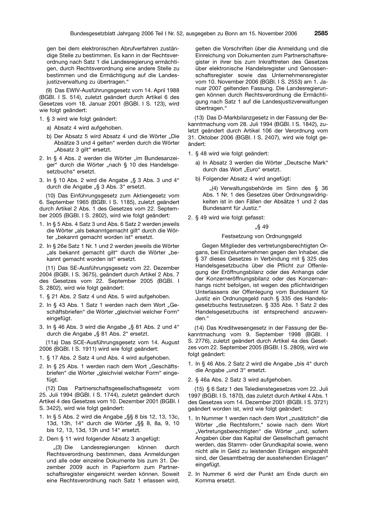 BGBl. 2006, Seite 2585 — Originalseite als Abbildung