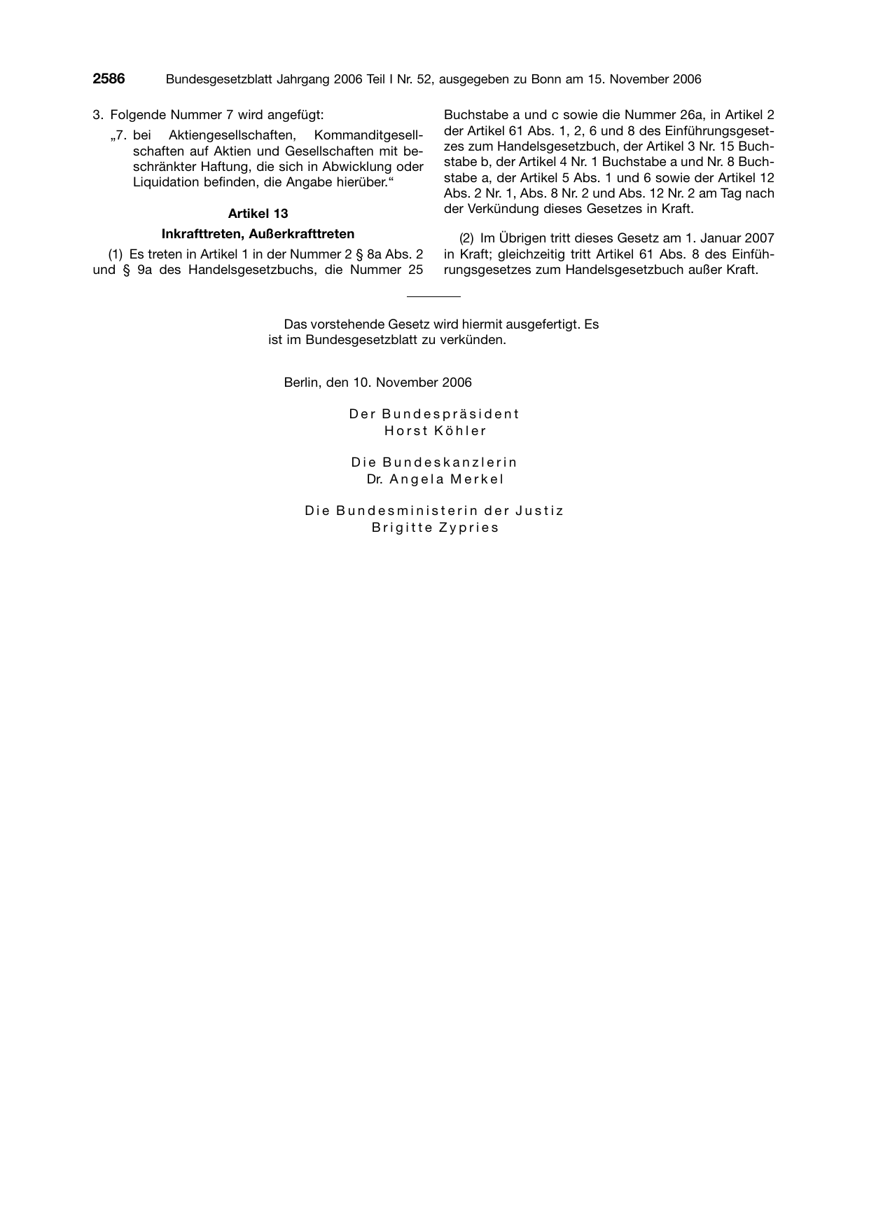 BGBl. 2006, Seite 2586 — Originalseite als Abbildung