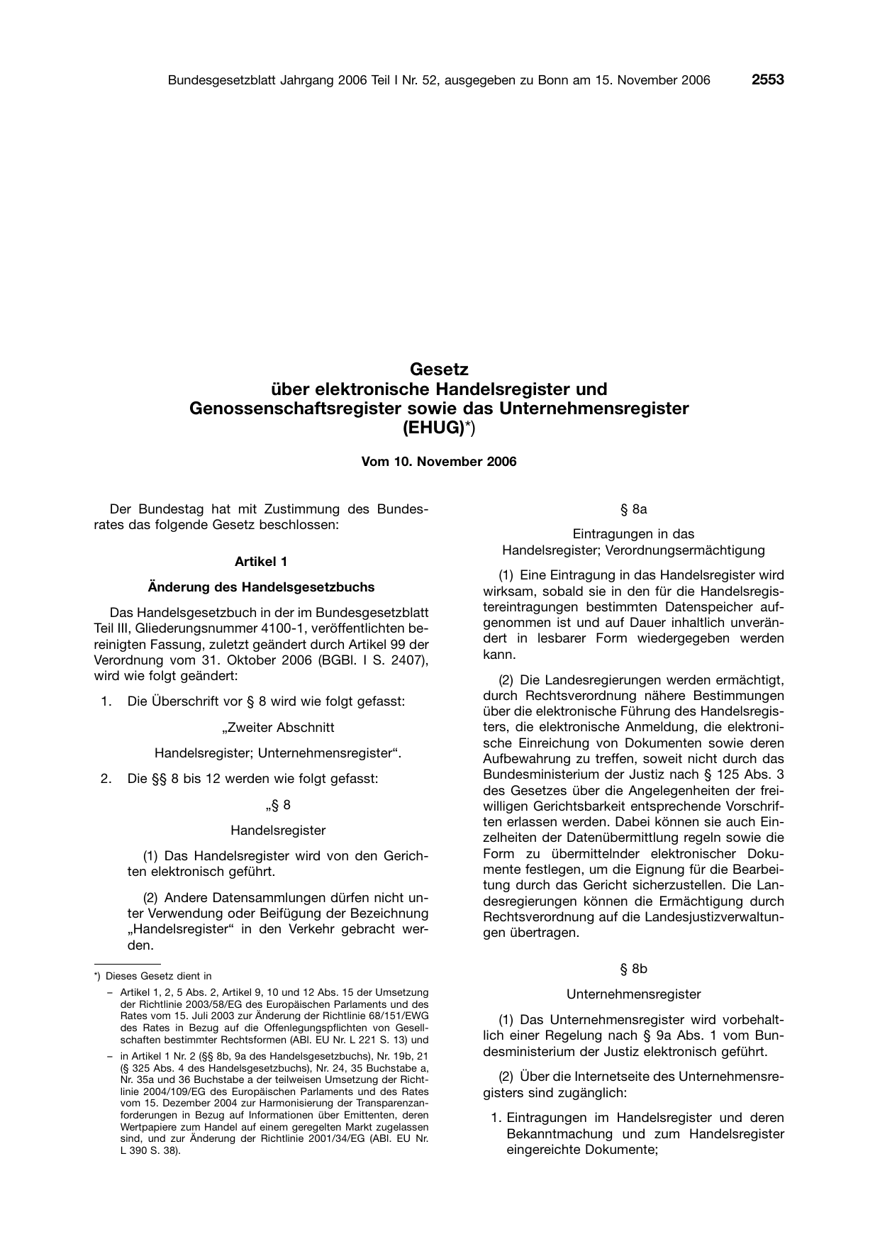 BGBl. 2006, Seite 2553 — Originalseite als Abbildung