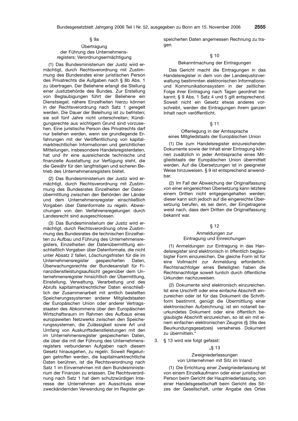BGBl. 2006, Seite 2555 — Originalseite als Abbildung