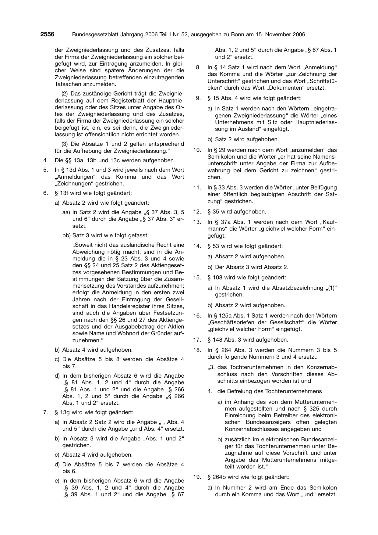 BGBl. 2006, Seite 2556 — Originalseite als Abbildung