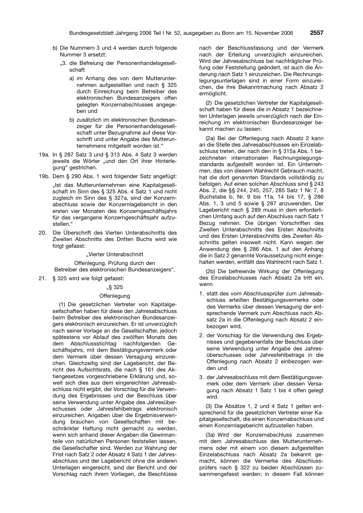 BGBl. 2006, Seite 2557 — Originalseite als Abbildung