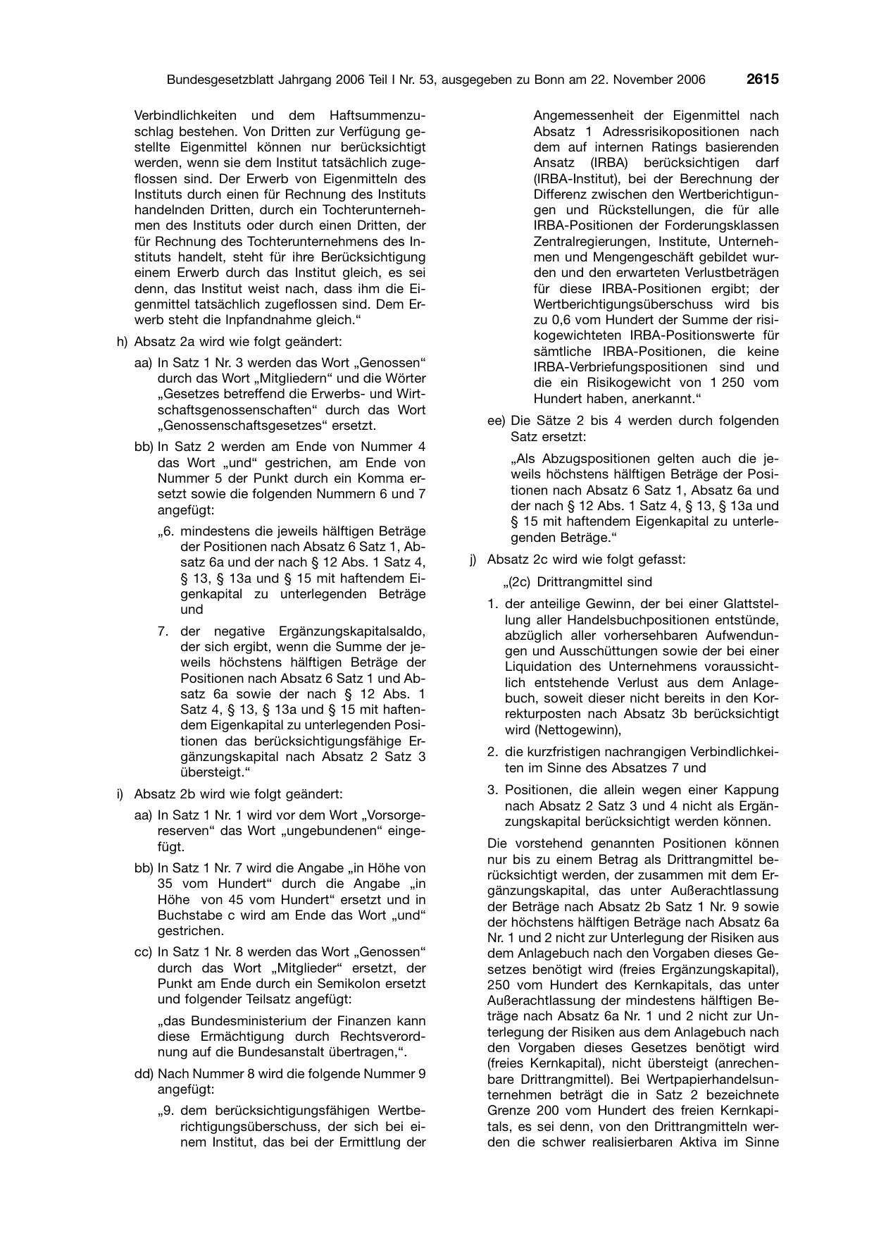 BGBl. 2006, Seite 2615 — Originalseite als Abbildung