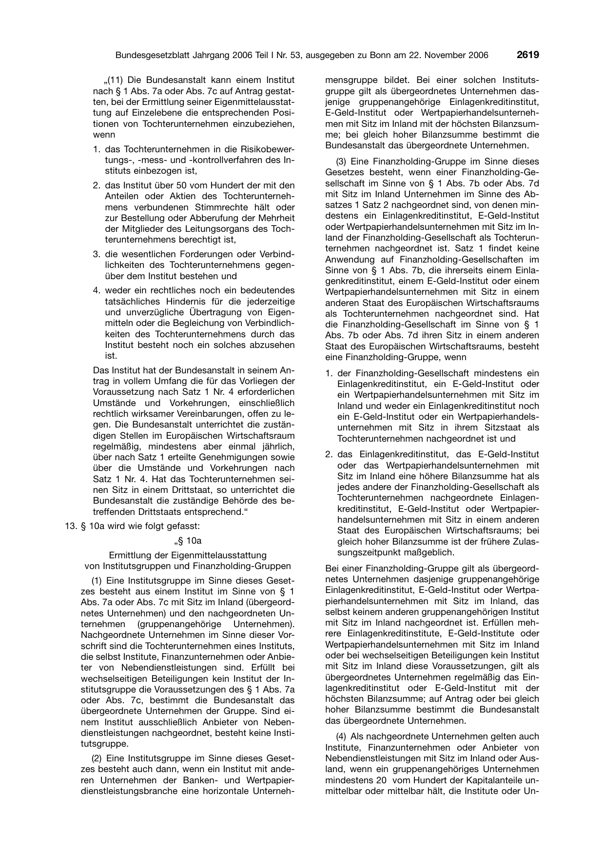 BGBl. 2006, Seite 2619 — Originalseite als Abbildung