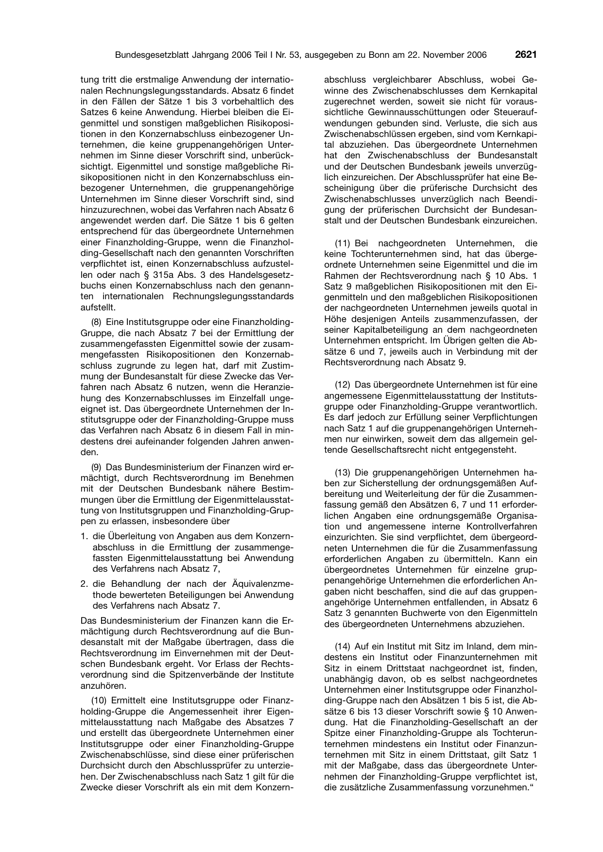 BGBl. 2006, Seite 2621 — Originalseite als Abbildung