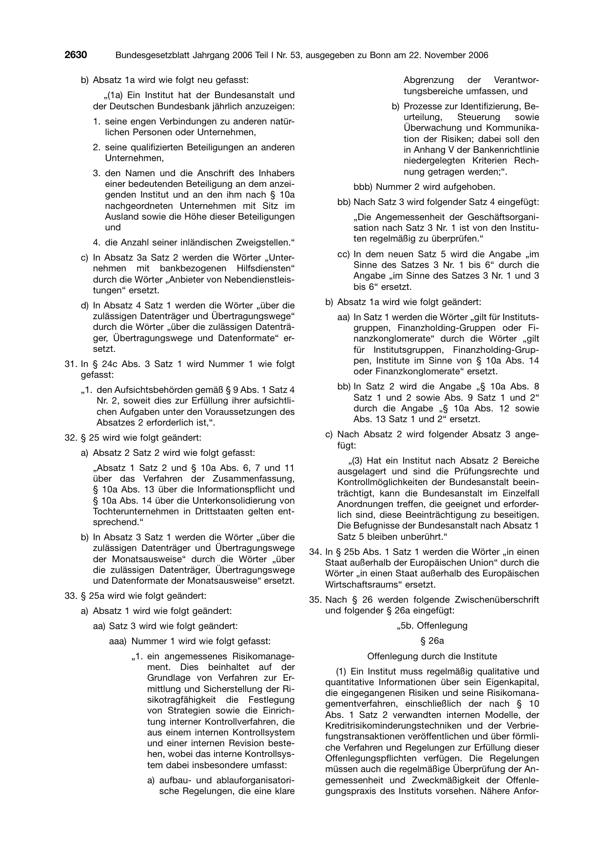 BGBl. 2006, Seite 2630 — Originalseite als Abbildung