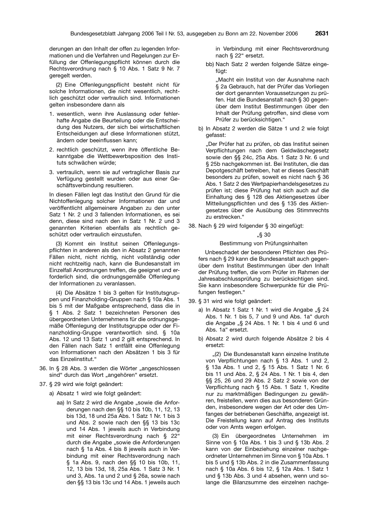 BGBl. 2006, Seite 2631 — Originalseite als Abbildung
