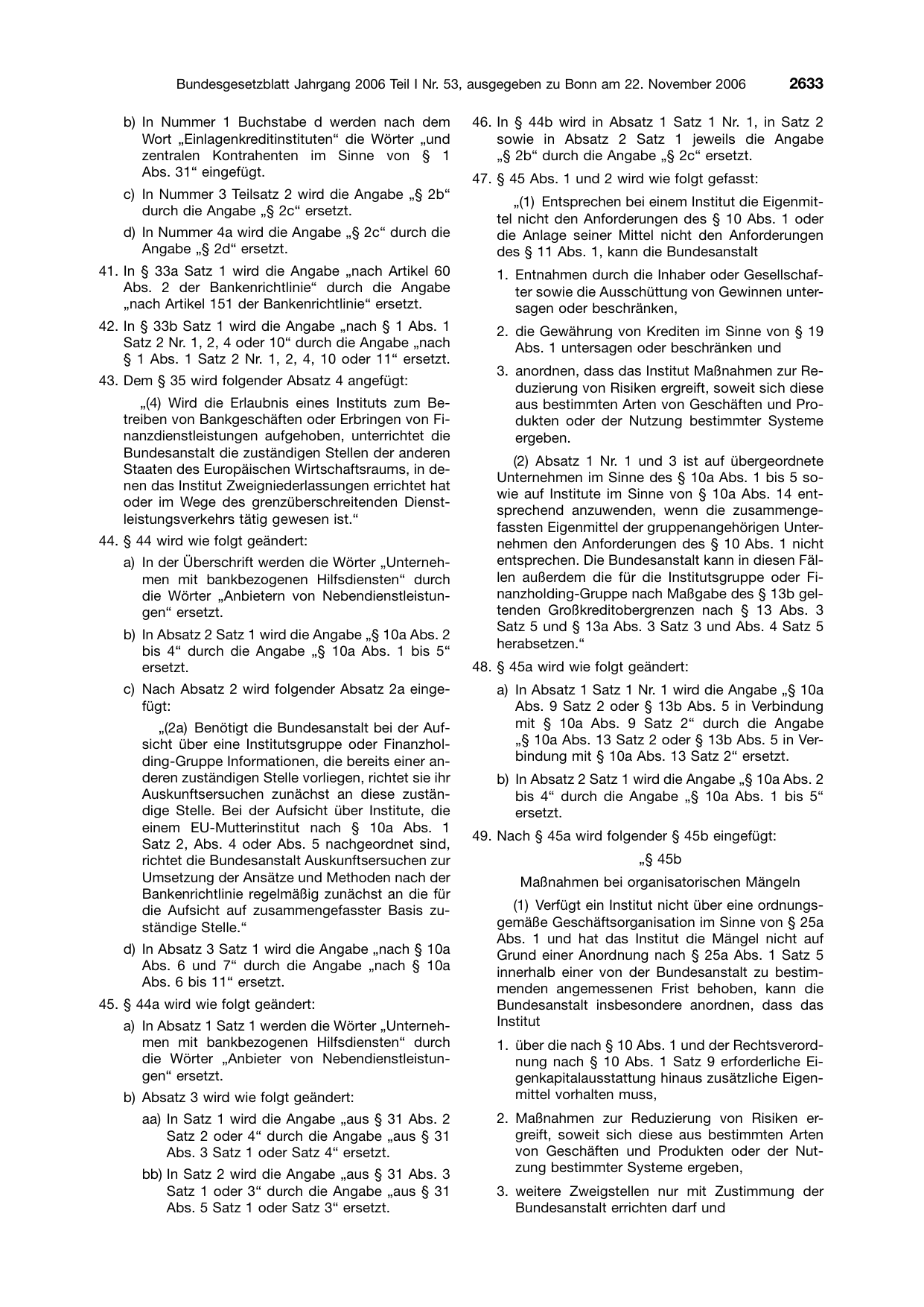 BGBl. 2006, Seite 2633 — Originalseite als Abbildung