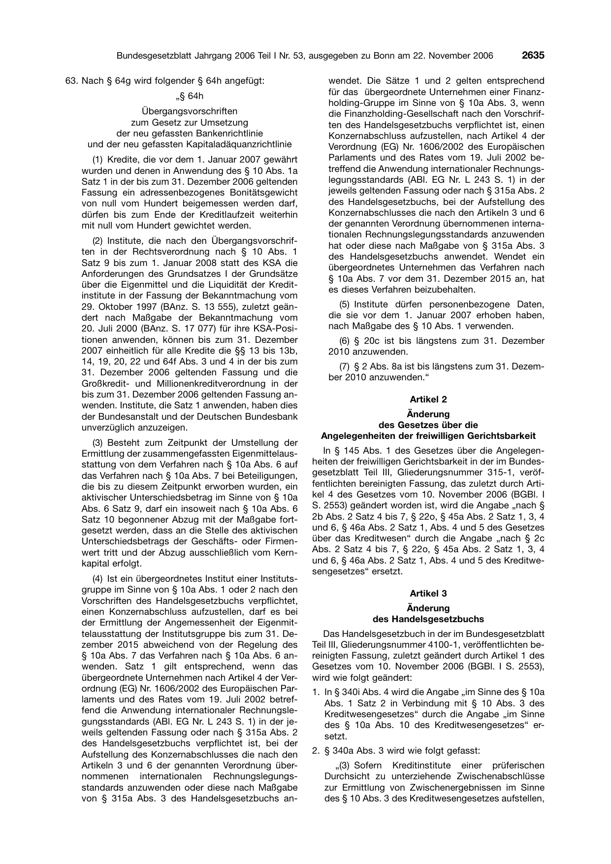 BGBl. 2006, Seite 2635 — Originalseite als Abbildung