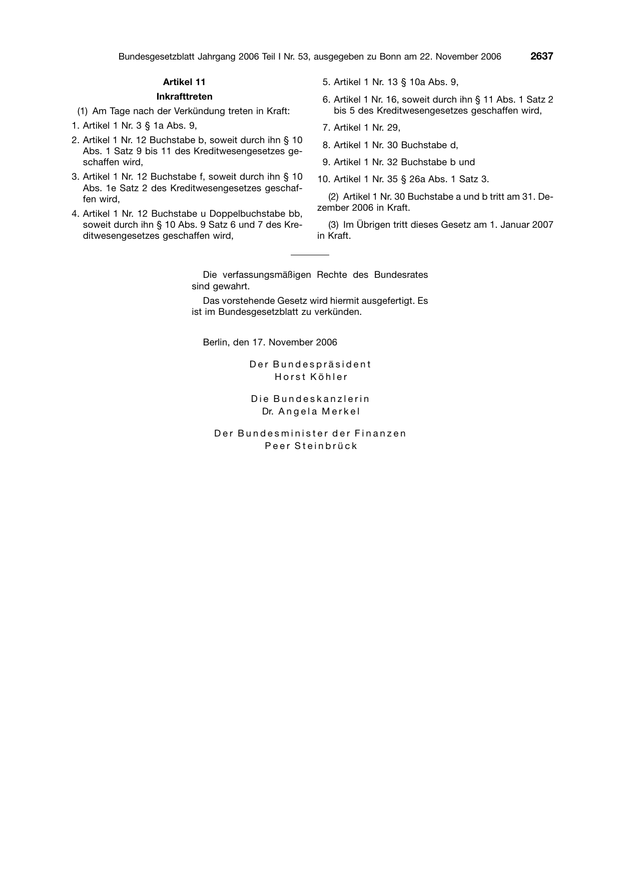 BGBl. 2006, Seite 2637 — Originalseite als Abbildung