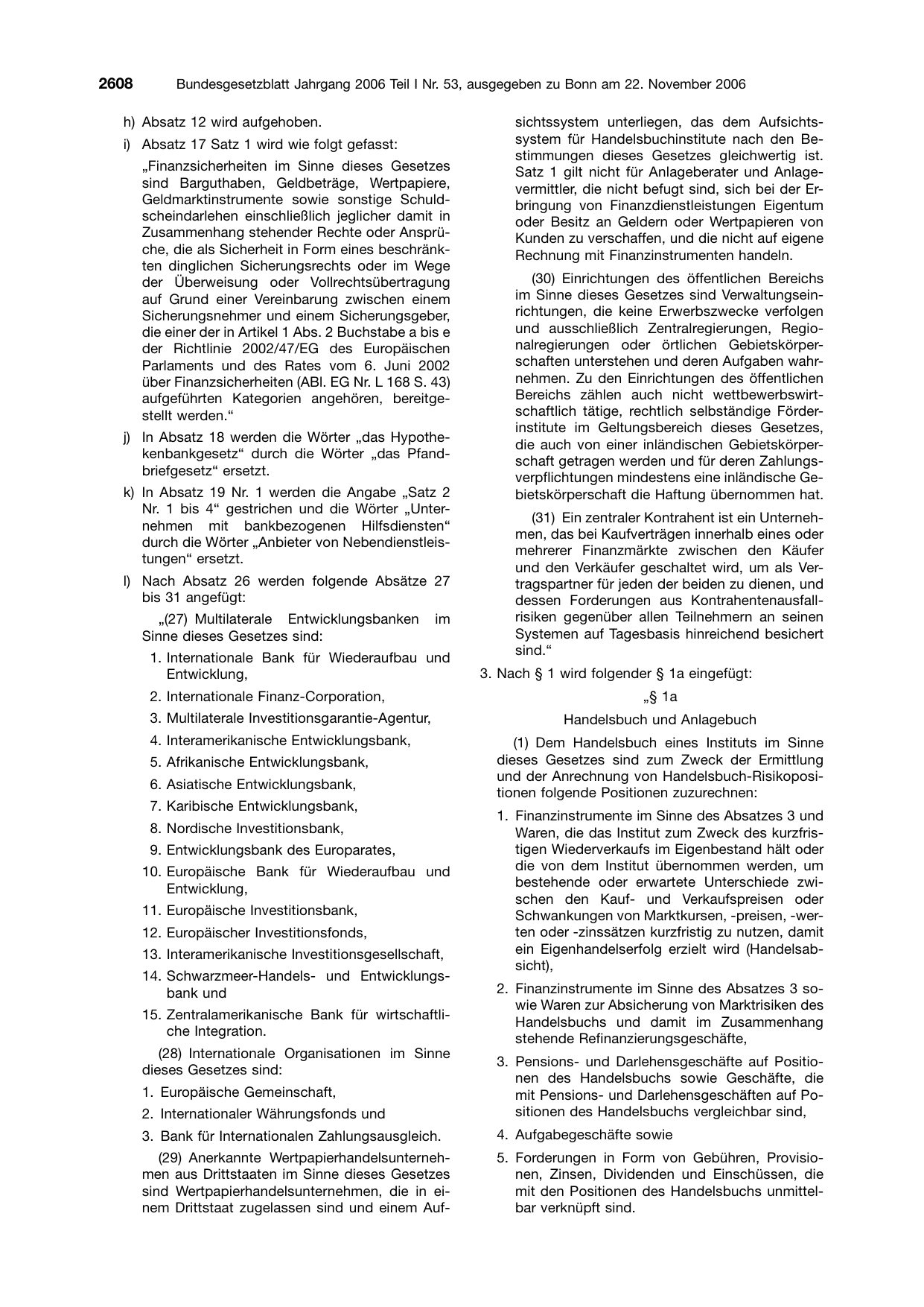 BGBl. 2006, Seite 2608 — Originalseite als Abbildung