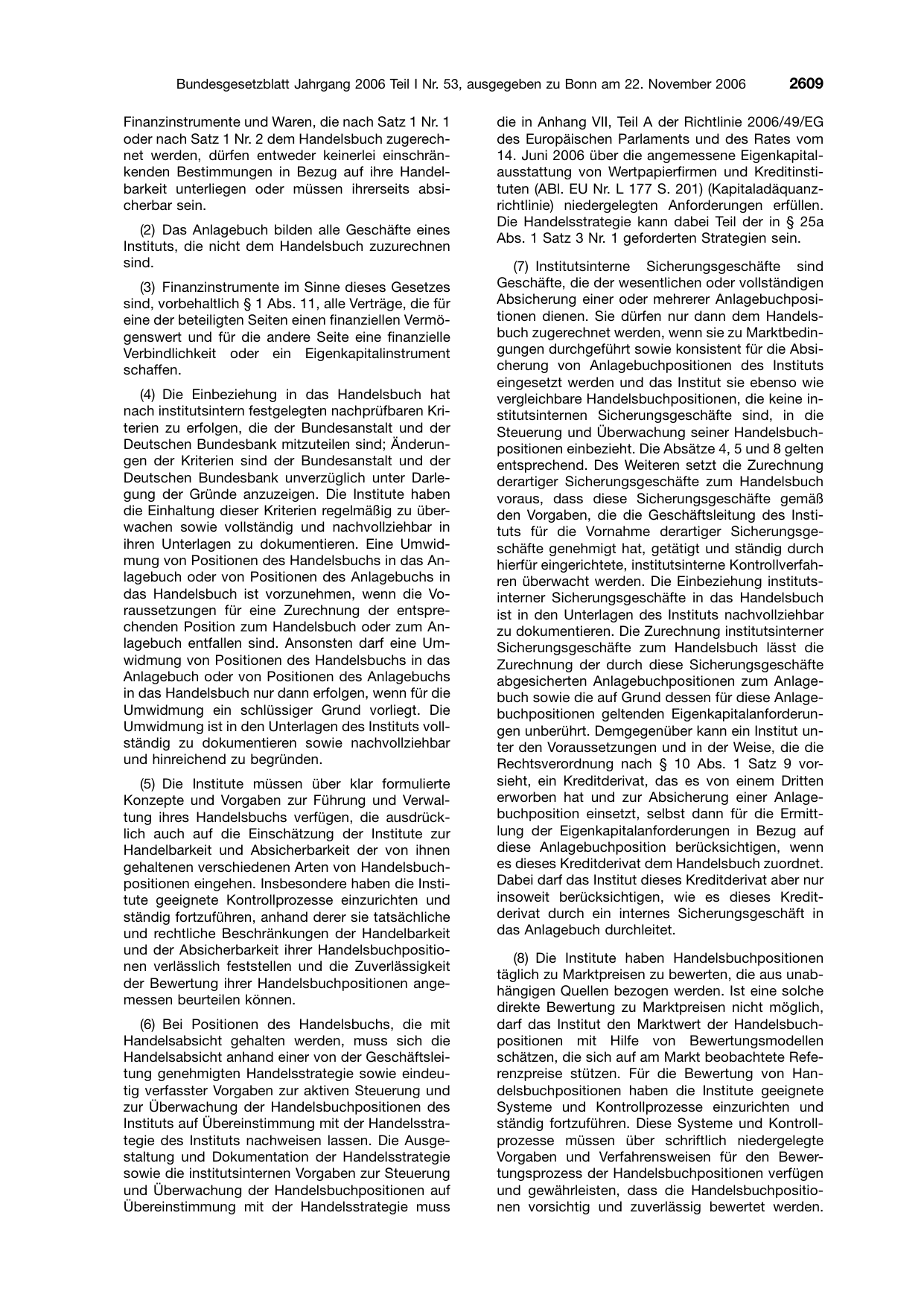 BGBl. 2006, Seite 2609 — Originalseite als Abbildung