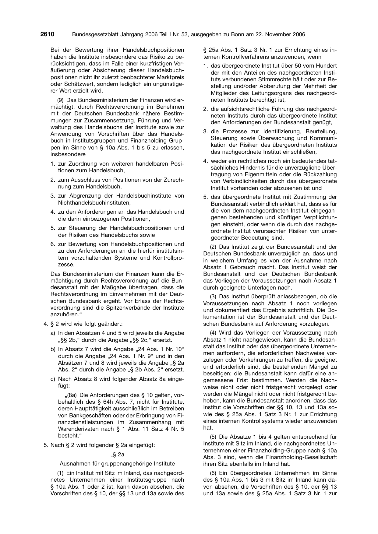 BGBl. 2006, Seite 2610 — Originalseite als Abbildung