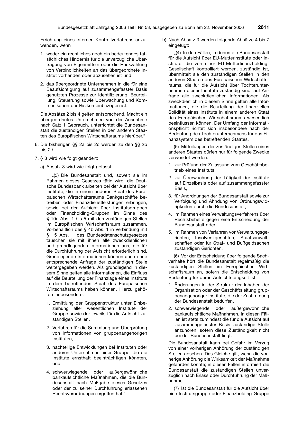 BGBl. 2006, Seite 2611 — Originalseite als Abbildung