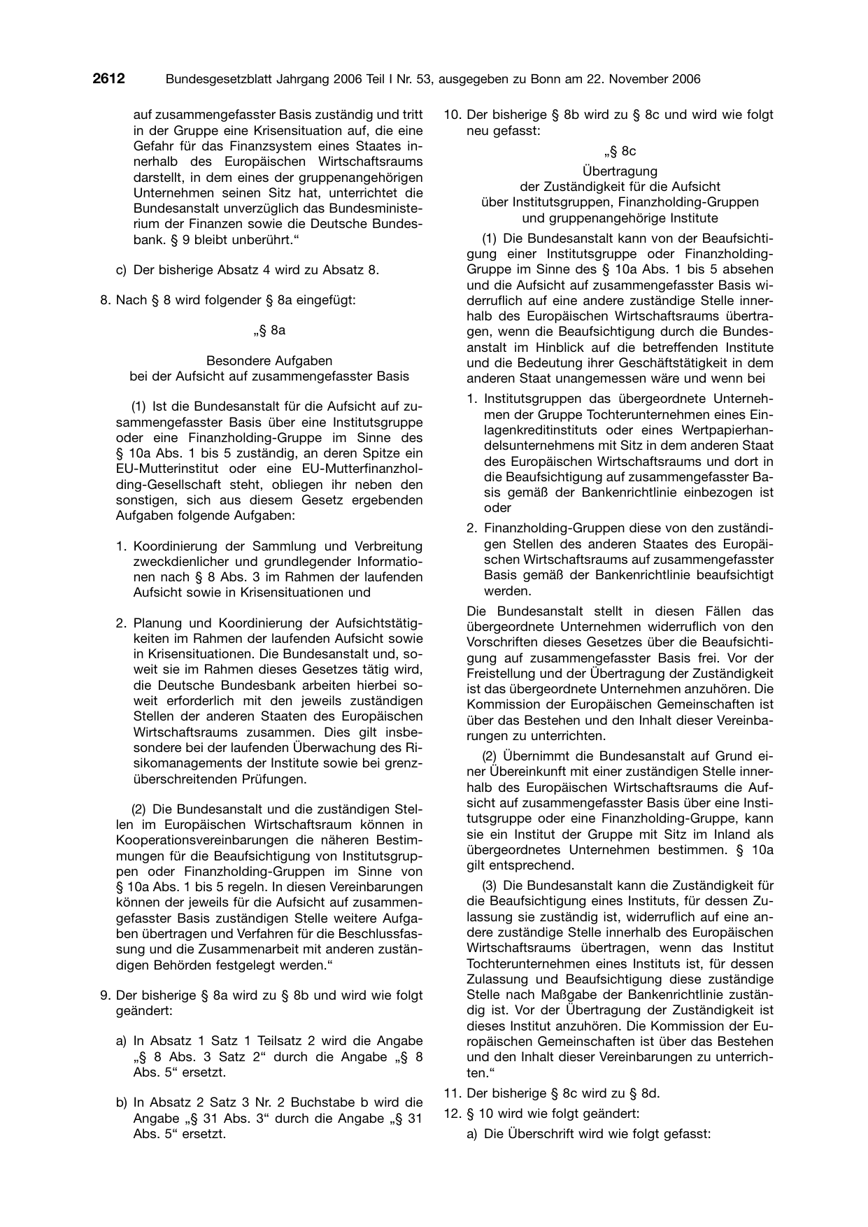 BGBl. 2006, Seite 2612 — Originalseite als Abbildung