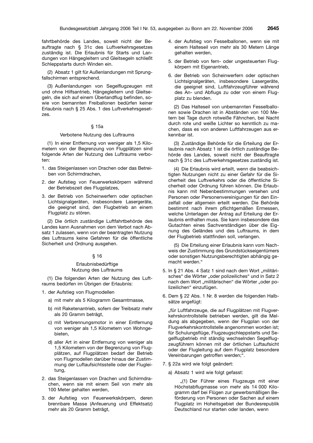 BGBl. 2006, Seite 2645 — Originalseite als Abbildung