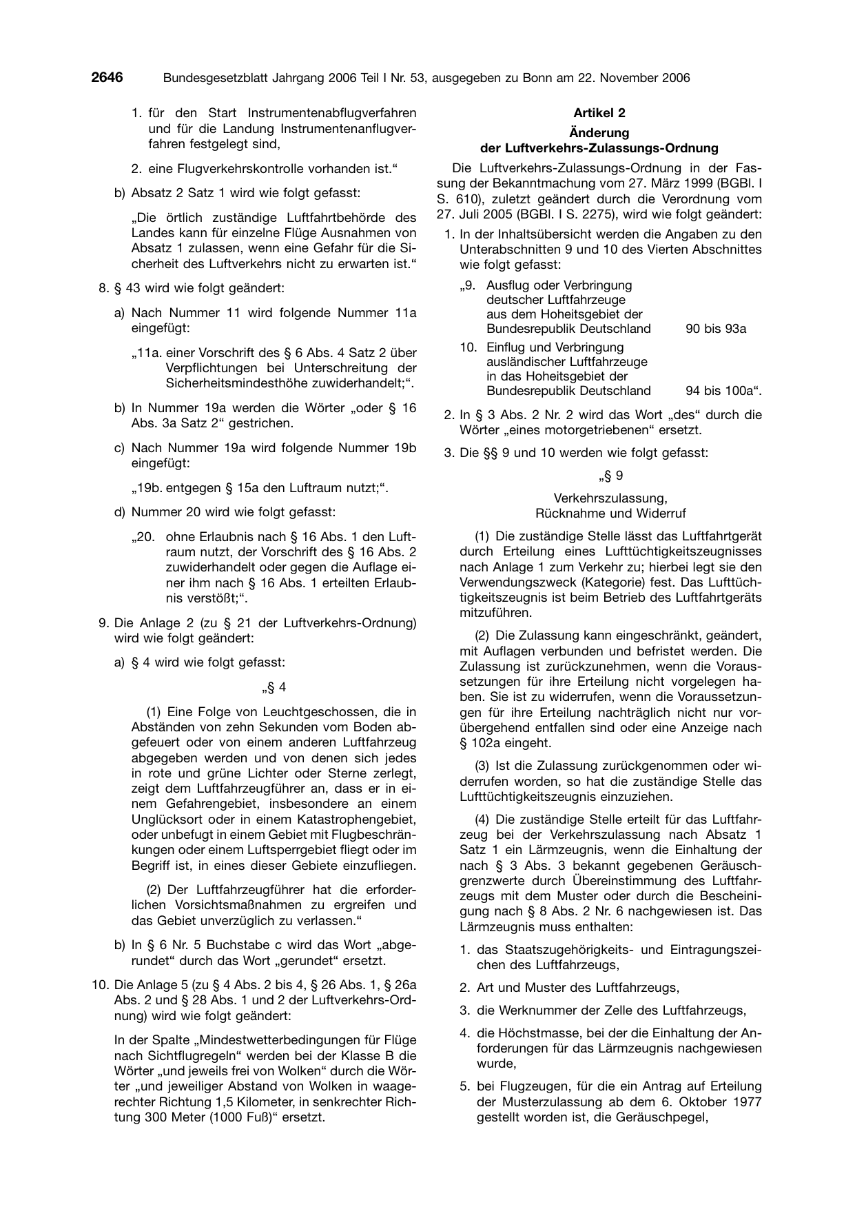 BGBl. 2006, Seite 2646 — Originalseite als Abbildung