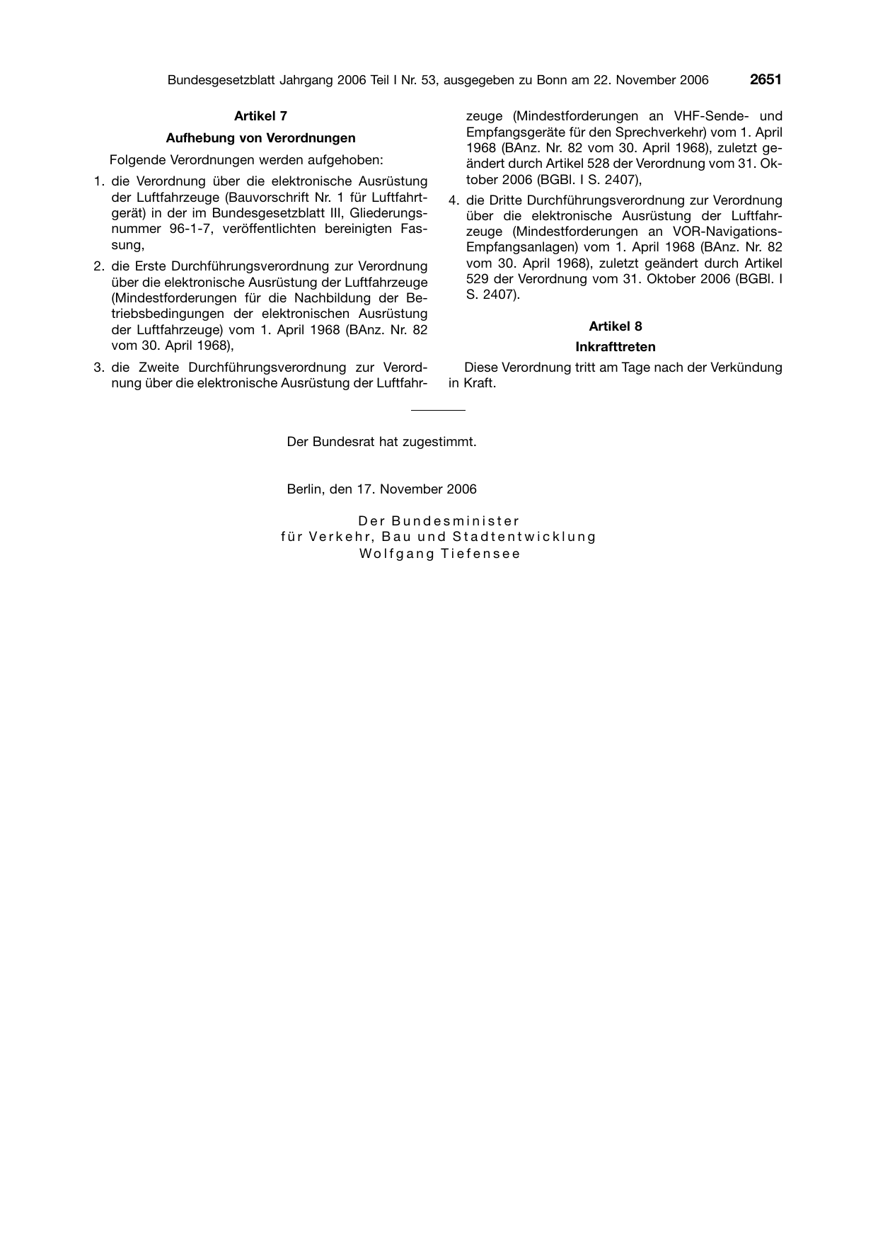 BGBl. 2006, Seite 2651 — Originalseite als Abbildung