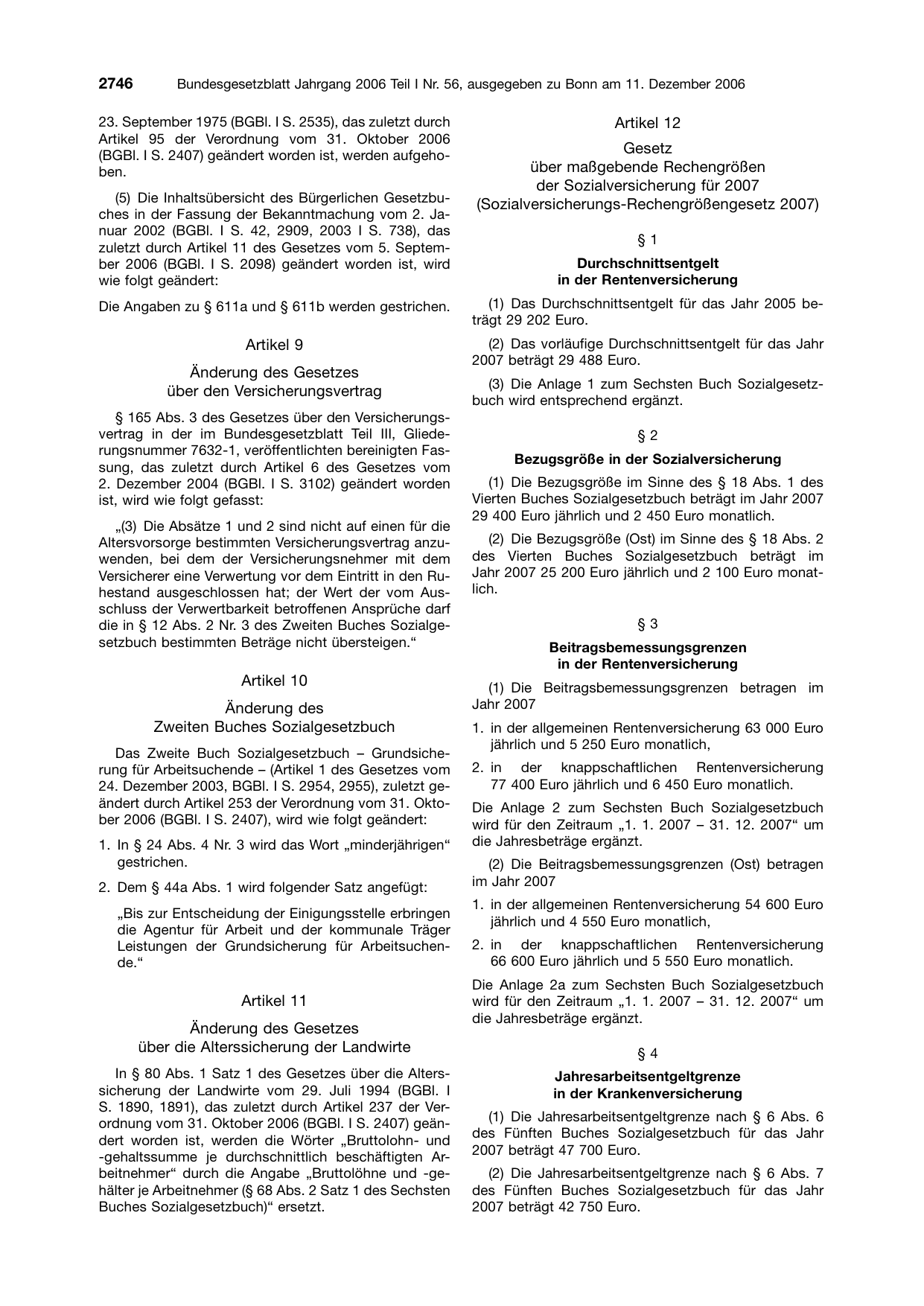 BGBl. 2006, Seite 2746 — Originalseite als Abbildung