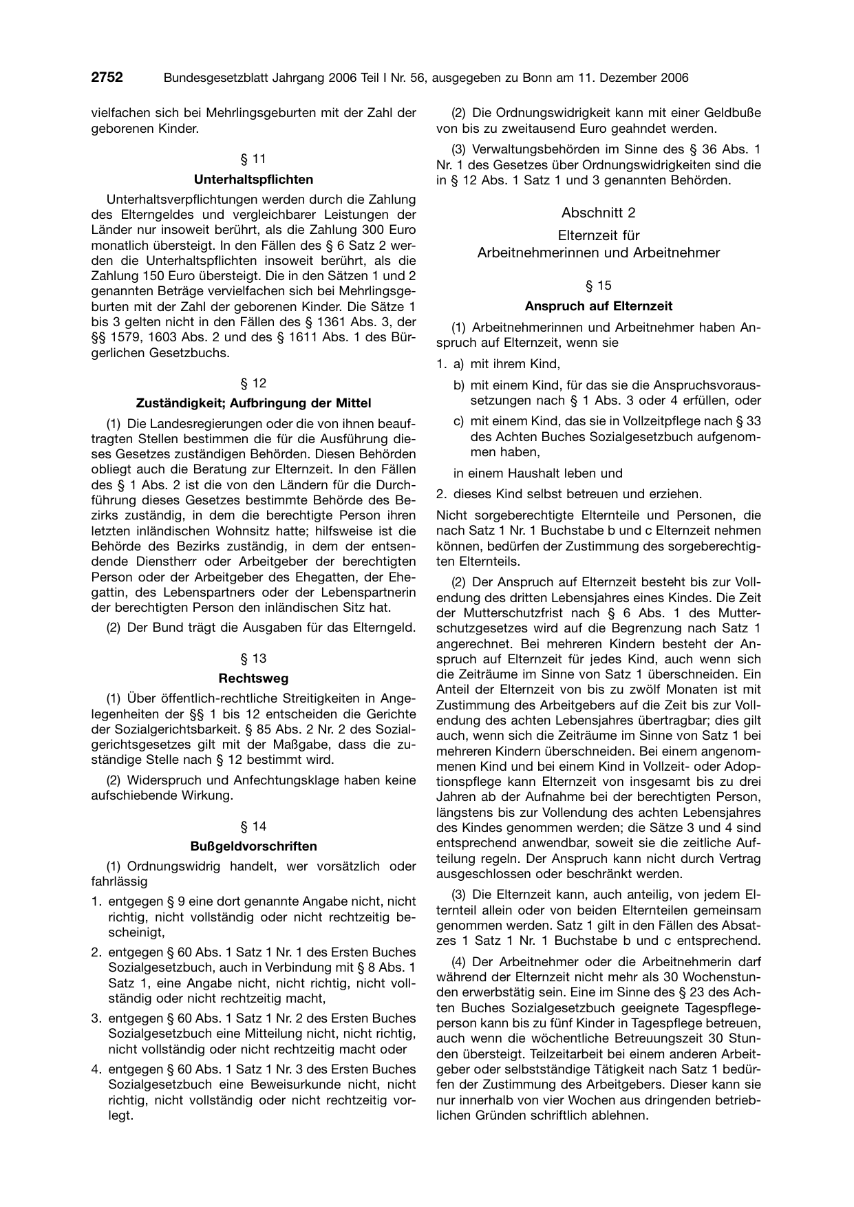 BGBl. 2006, Seite 2752 — Originalseite als Abbildung