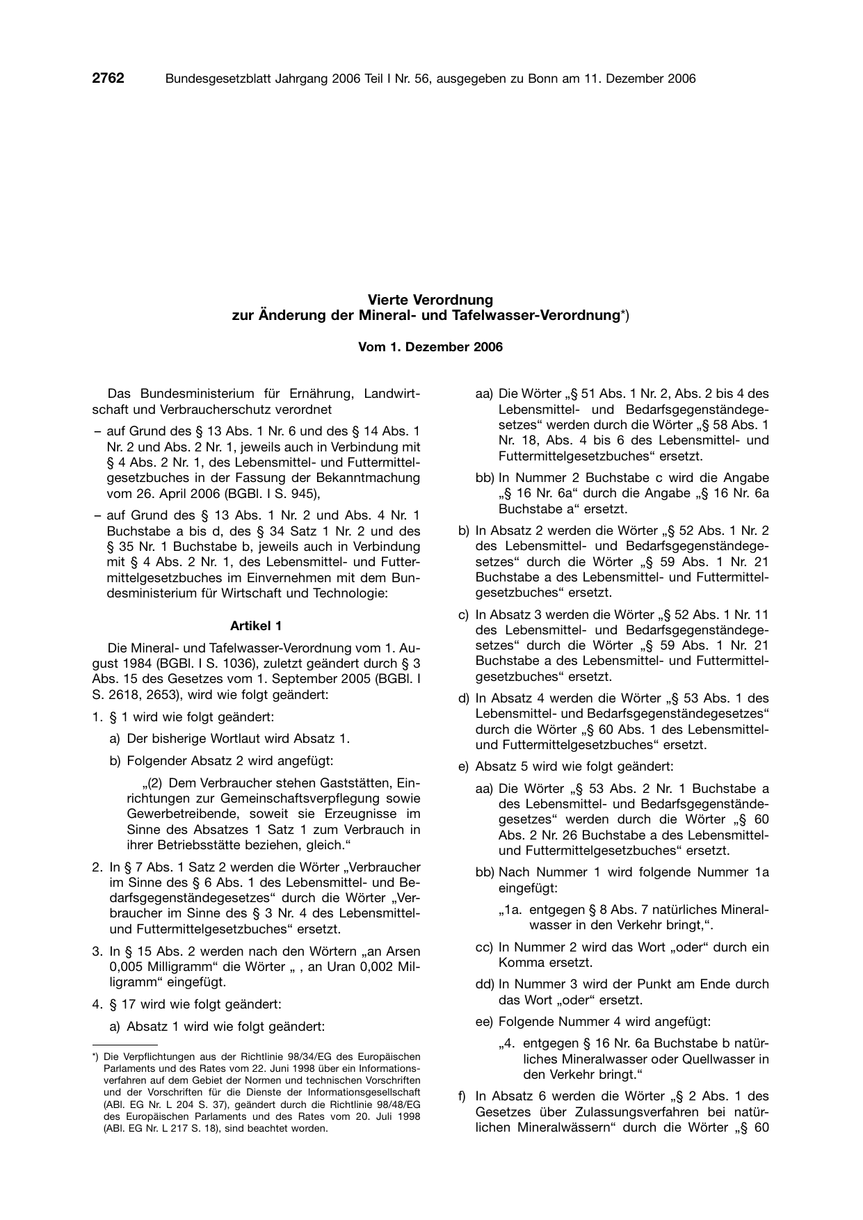 BGBl. 2006, Seite 2762 — Originalseite als Abbildung