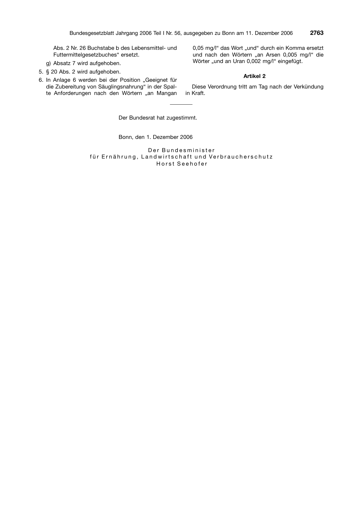 BGBl. 2006, Seite 2763 — Originalseite als Abbildung