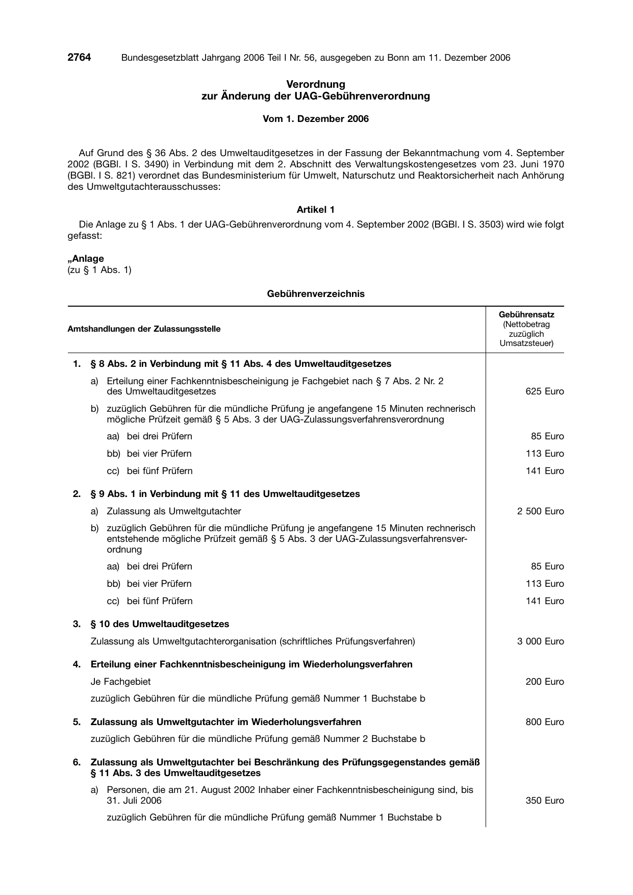 BGBl. 2006, Seite 2764 — Originalseite als Abbildung