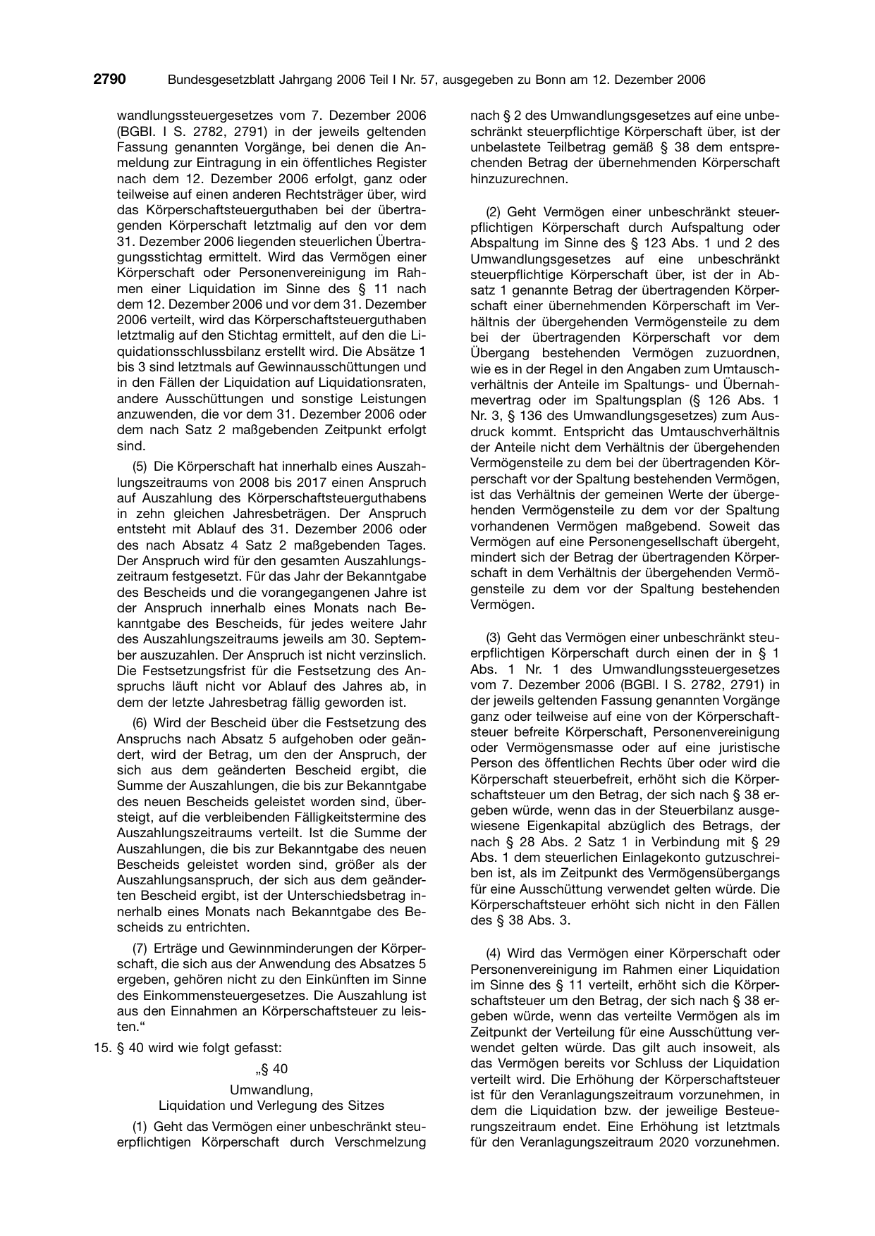 BGBl. 2006, Seite 2790 — Originalseite als Abbildung