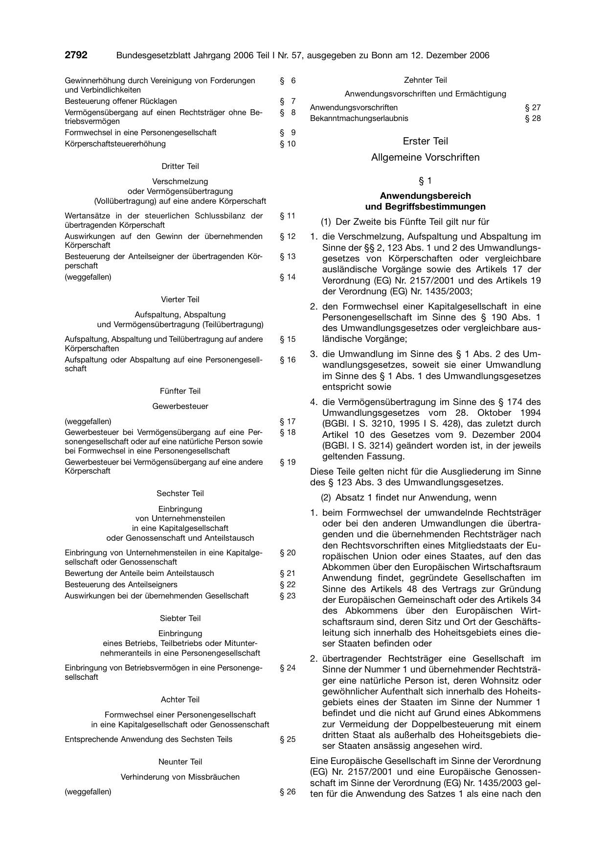 BGBl. 2006, Seite 2792 — Originalseite als Abbildung