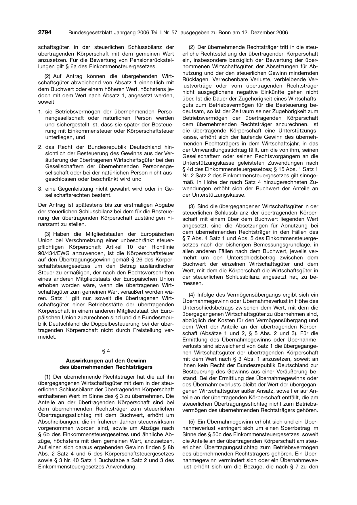 BGBl. 2006, Seite 2794 — Originalseite als Abbildung