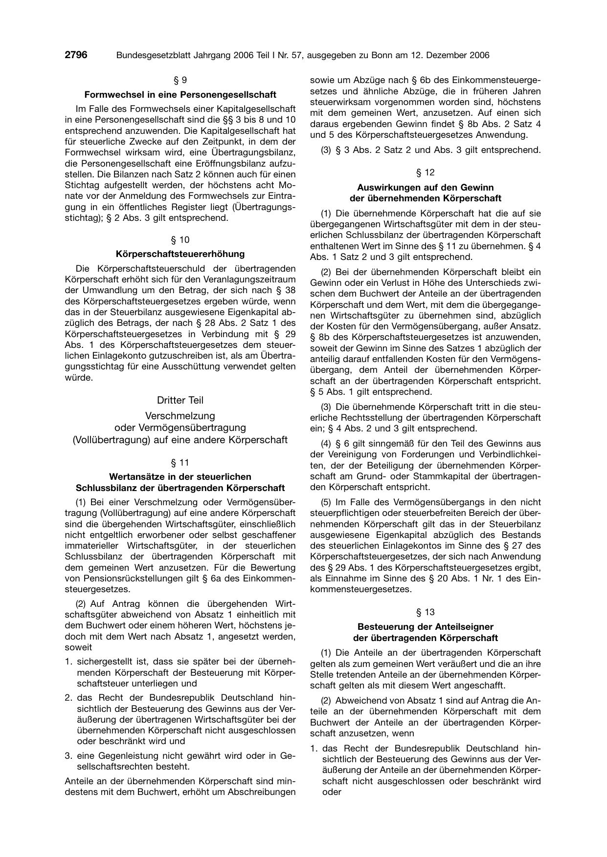 BGBl. 2006, Seite 2796 — Originalseite als Abbildung