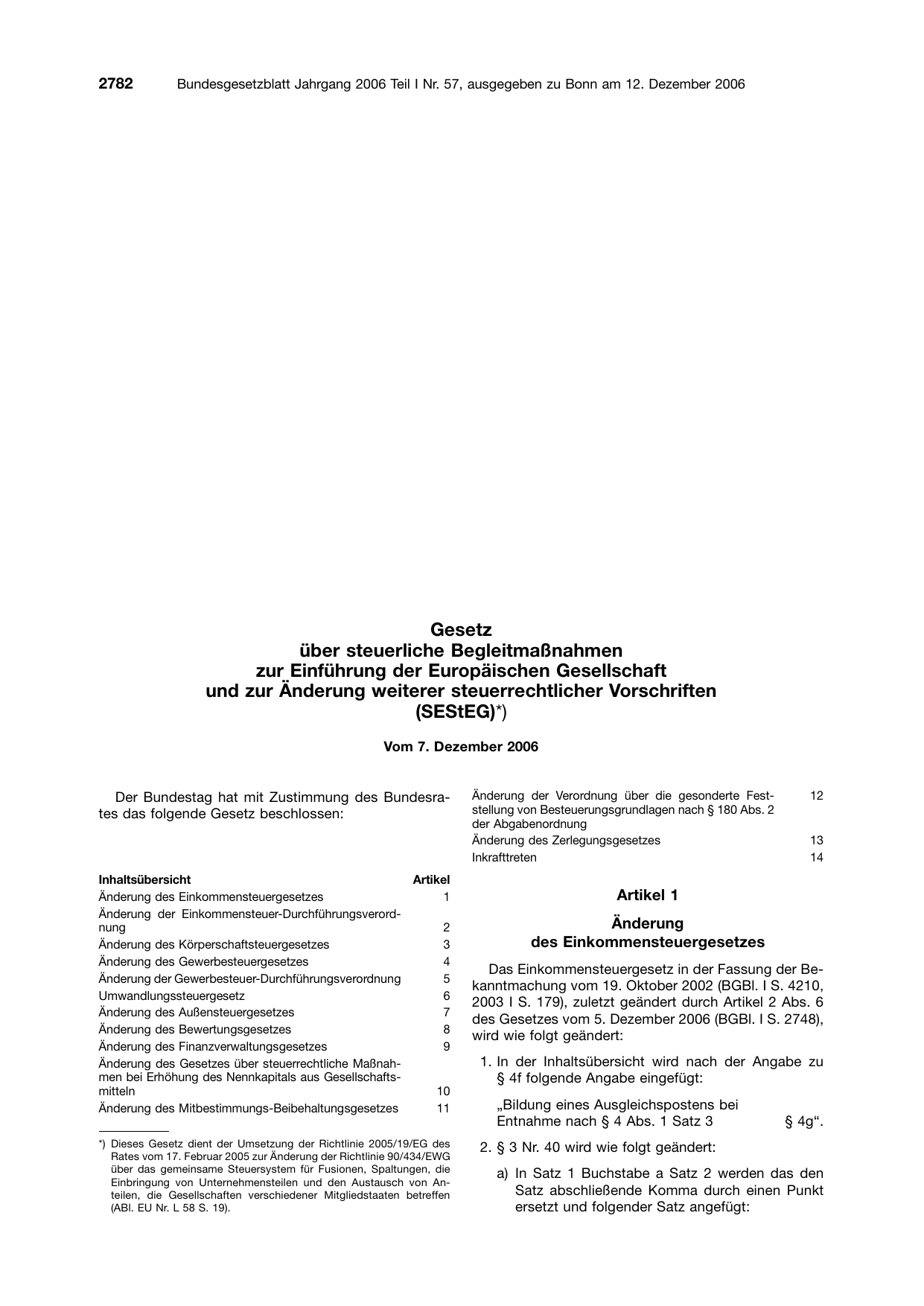 BGBl. 2006, Seite 2782 — Originalseite als Abbildung