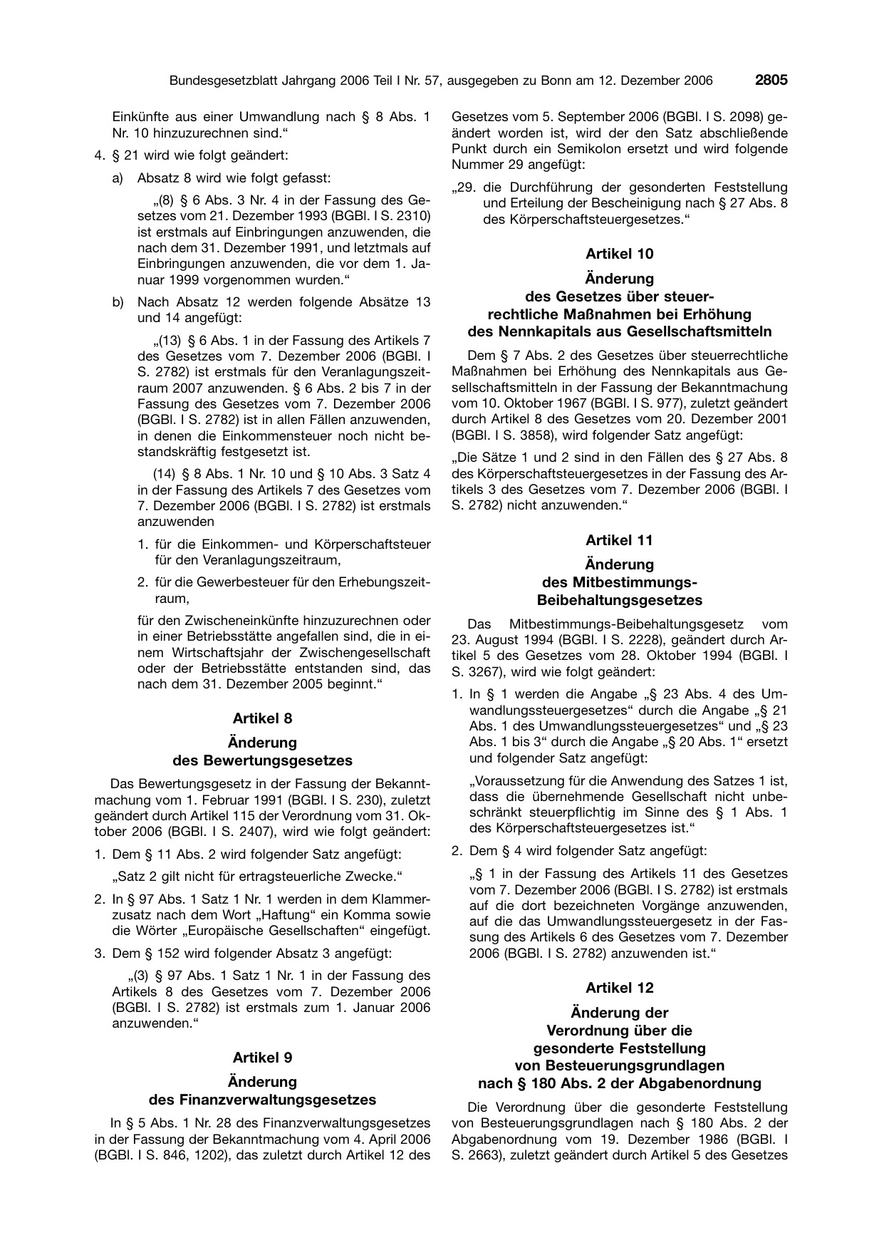 BGBl. 2006, Seite 2805 — Originalseite als Abbildung