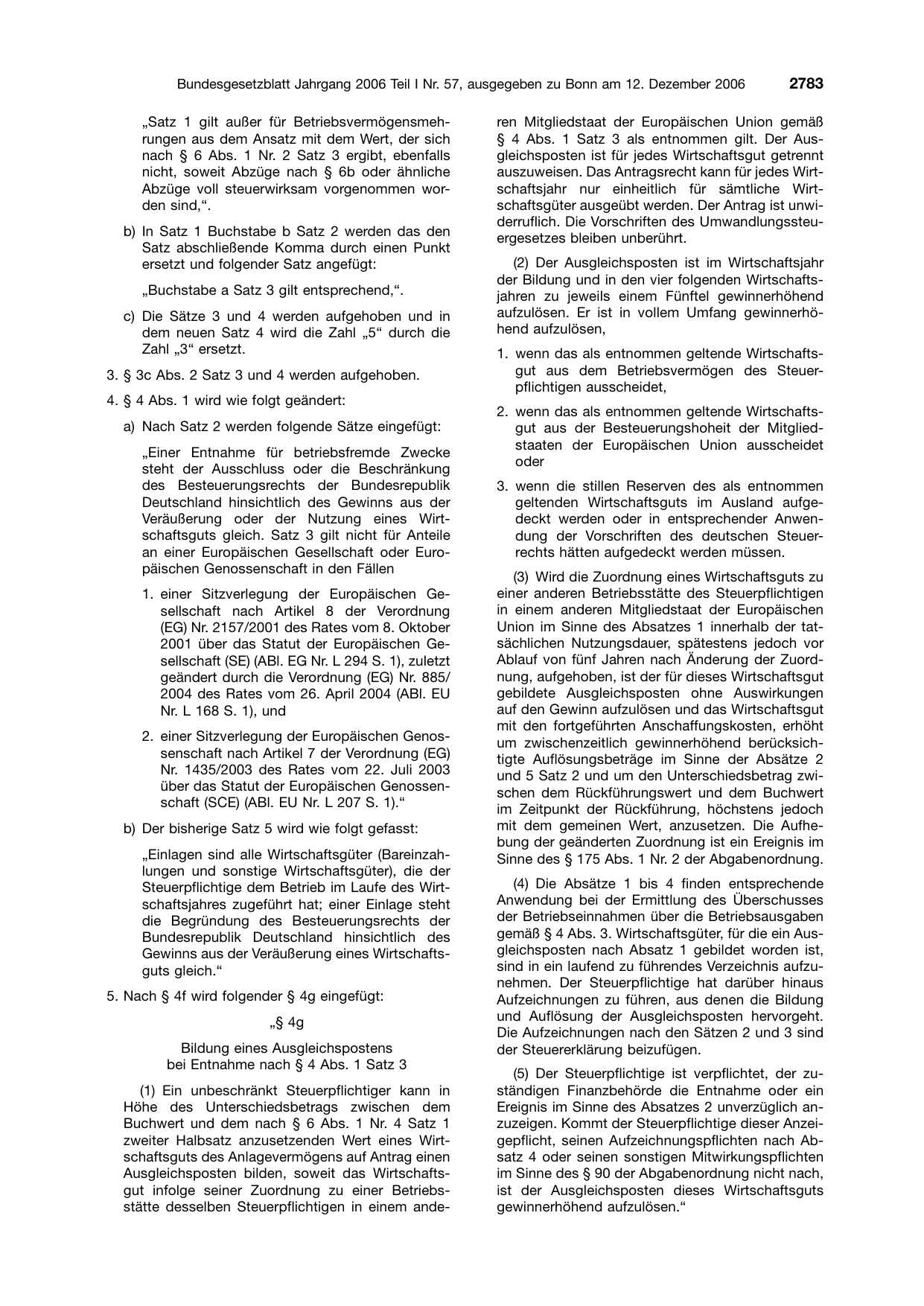 BGBl. 2006, Seite 2783 — Originalseite als Abbildung