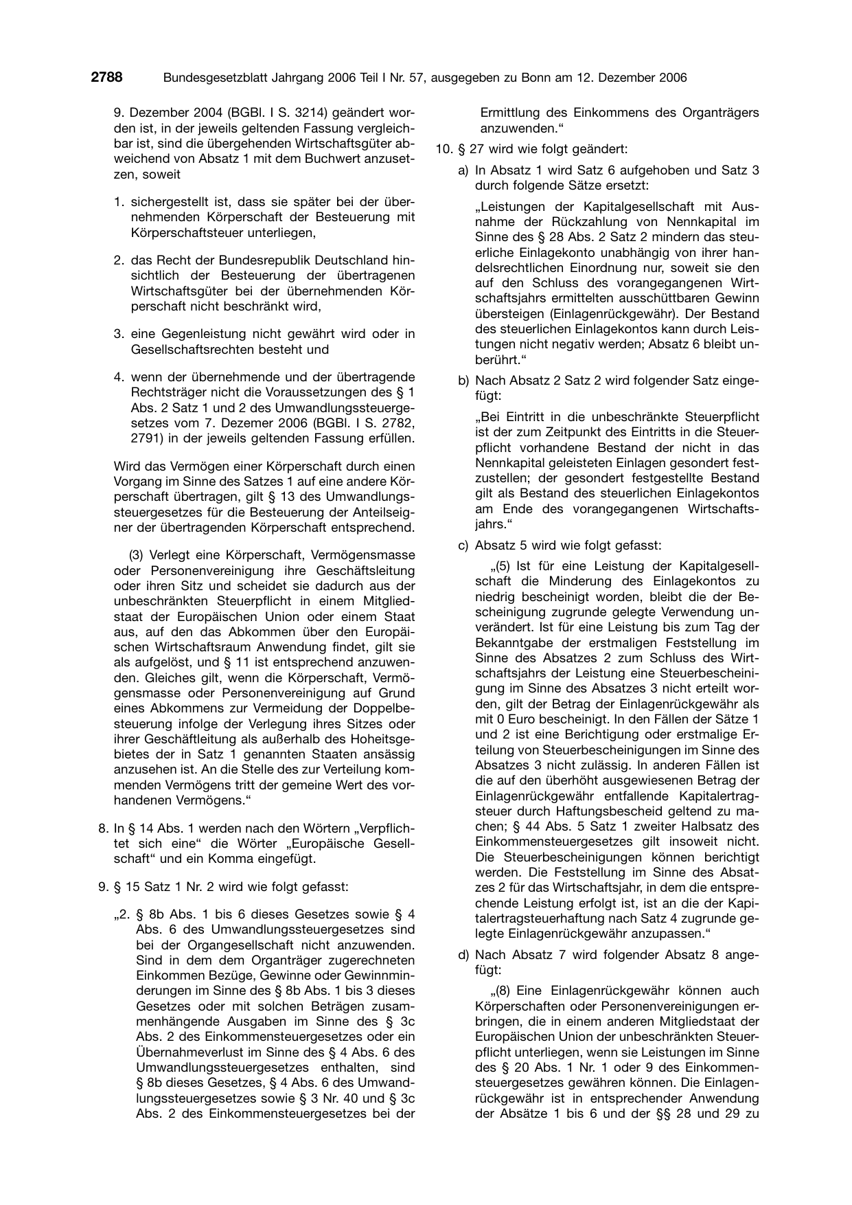 BGBl. 2006, Seite 2788 — Originalseite als Abbildung