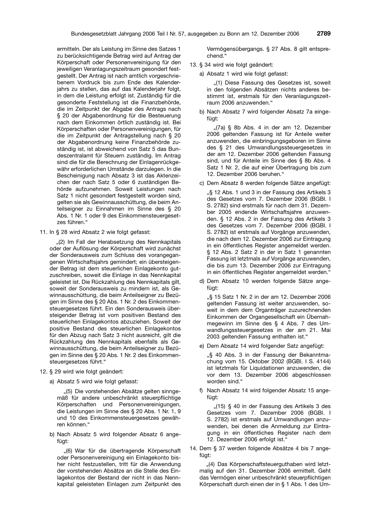 BGBl. 2006, Seite 2789 — Originalseite als Abbildung
