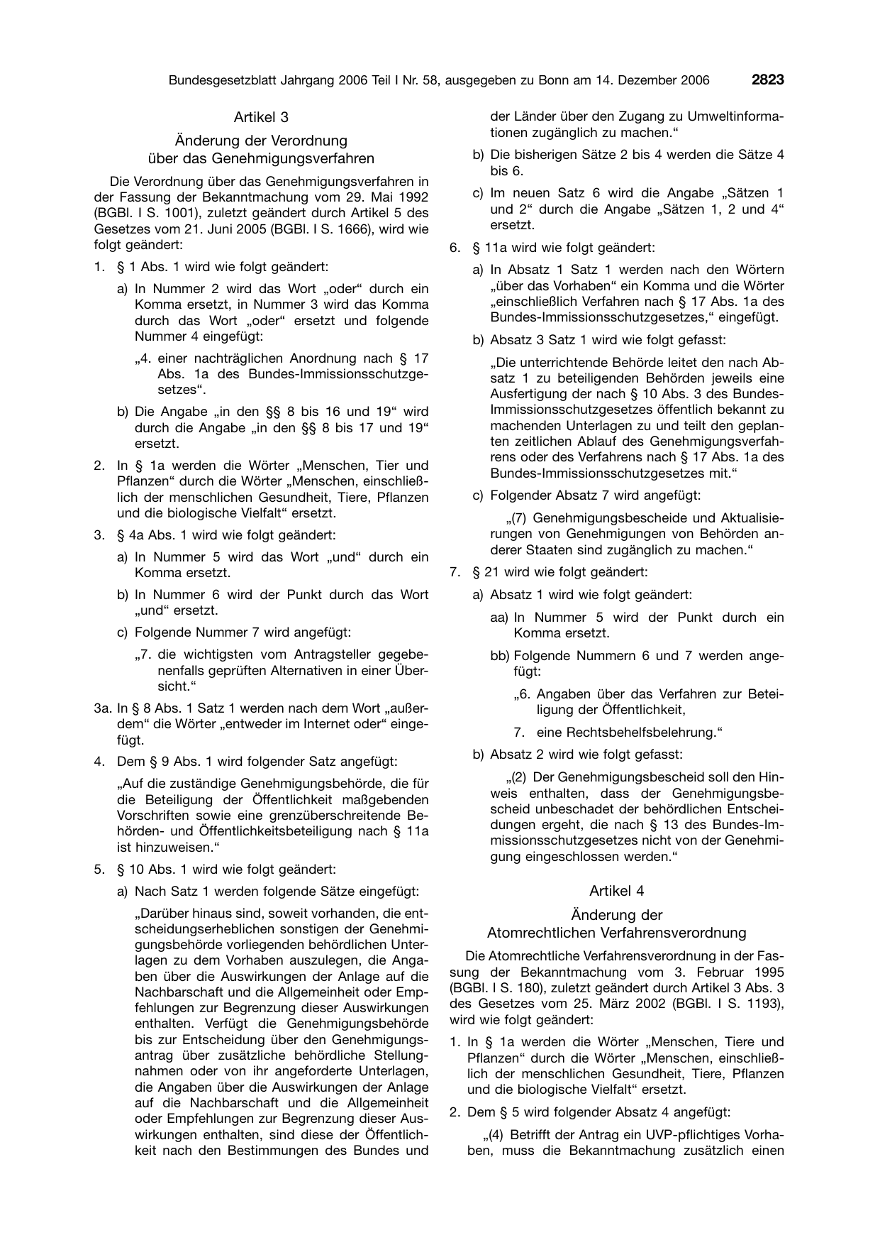 BGBl. 2006, Seite 2823 — Originalseite als Abbildung
