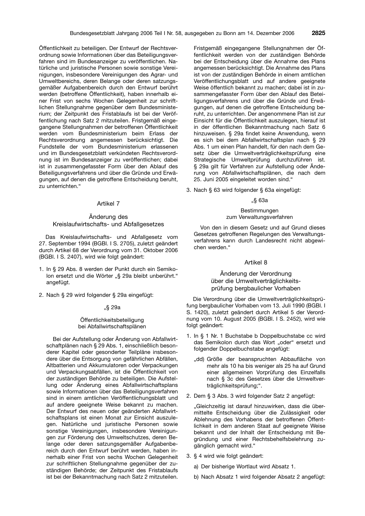 BGBl. 2006, Seite 2825 — Originalseite als Abbildung