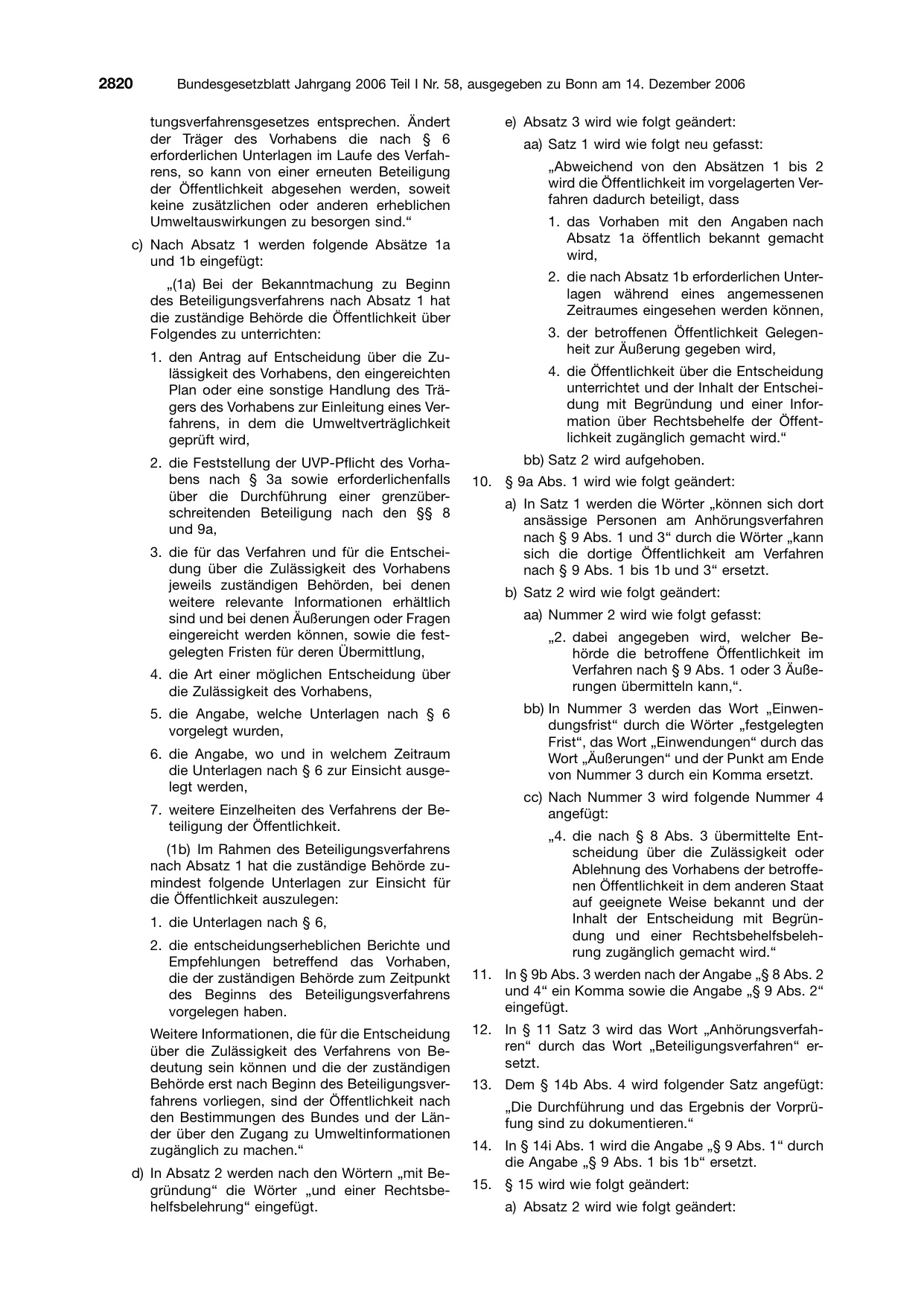 BGBl. 2006, Seite 2820 — Originalseite als Abbildung