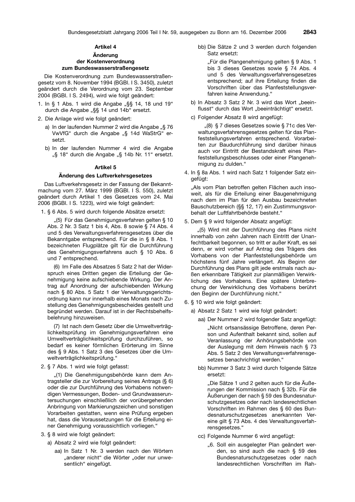 BGBl. 2006, Seite 2843 — Originalseite als Abbildung