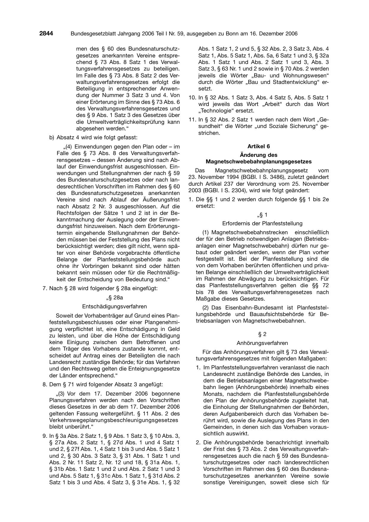BGBl. 2006, Seite 2844 — Originalseite als Abbildung