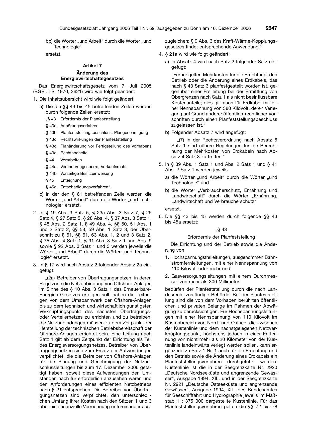 BGBl. 2006, Seite 2847 — Originalseite als Abbildung