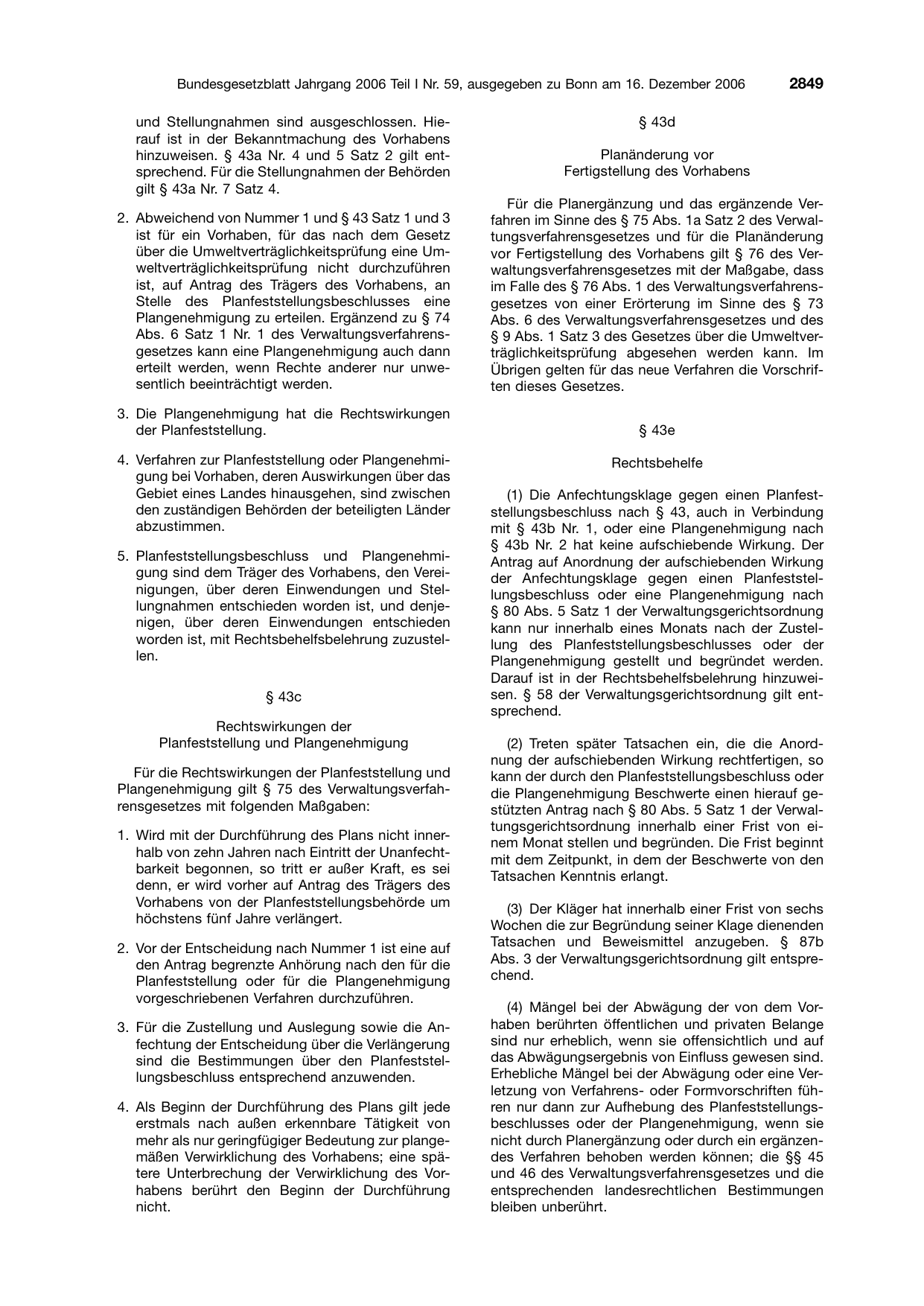 BGBl. 2006, Seite 2849 — Originalseite als Abbildung