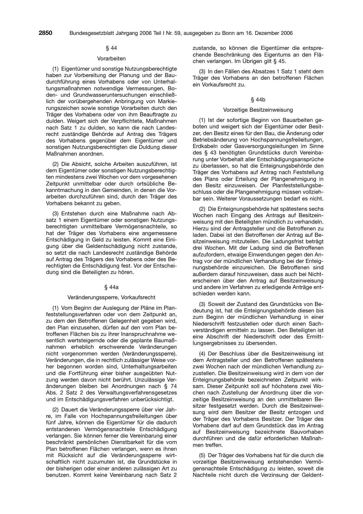 BGBl. 2006, Seite 2850 — Originalseite als Abbildung