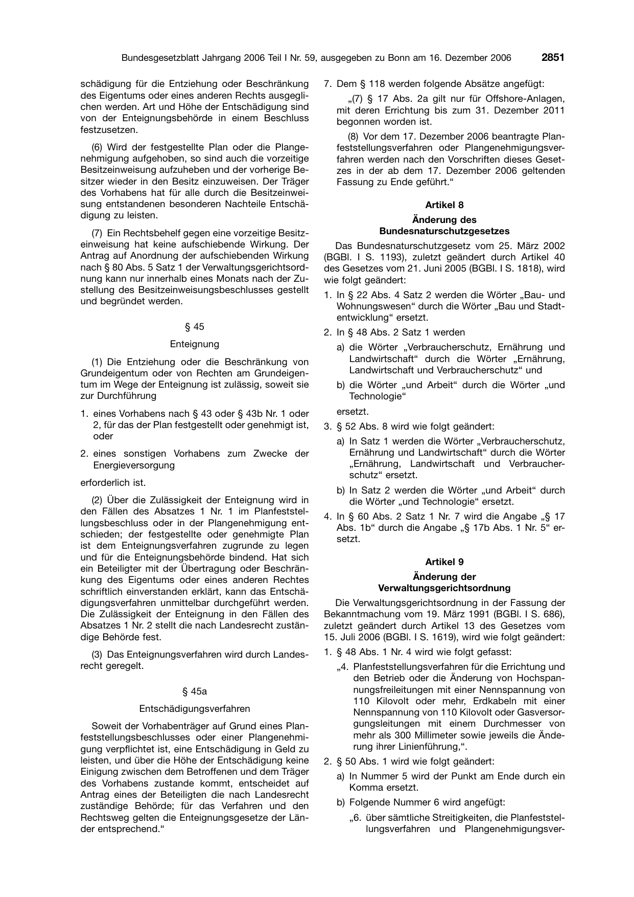 BGBl. 2006, Seite 2851 — Originalseite als Abbildung